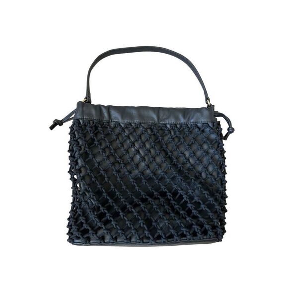 NWT Elizabeth and James Mesh Market Shoulder Bag Tote Black - Picture 2 of 16